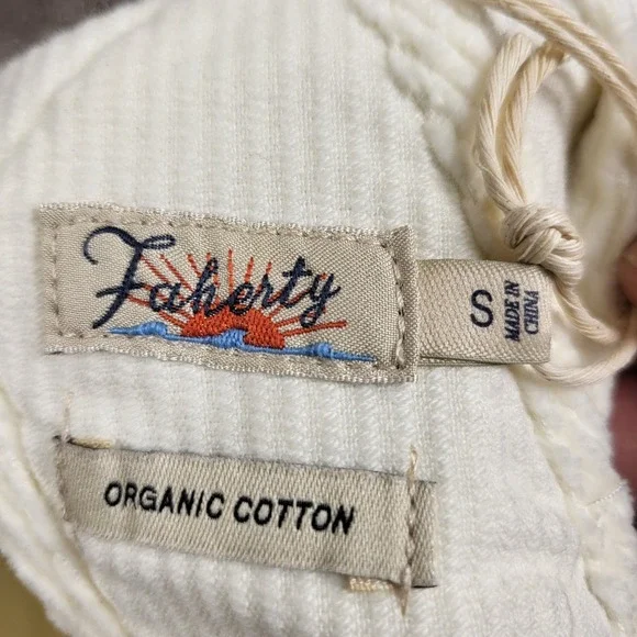 Faherty Walker Cord Overall Egret White Organic Cotton Bib Stretch NWT Womens S